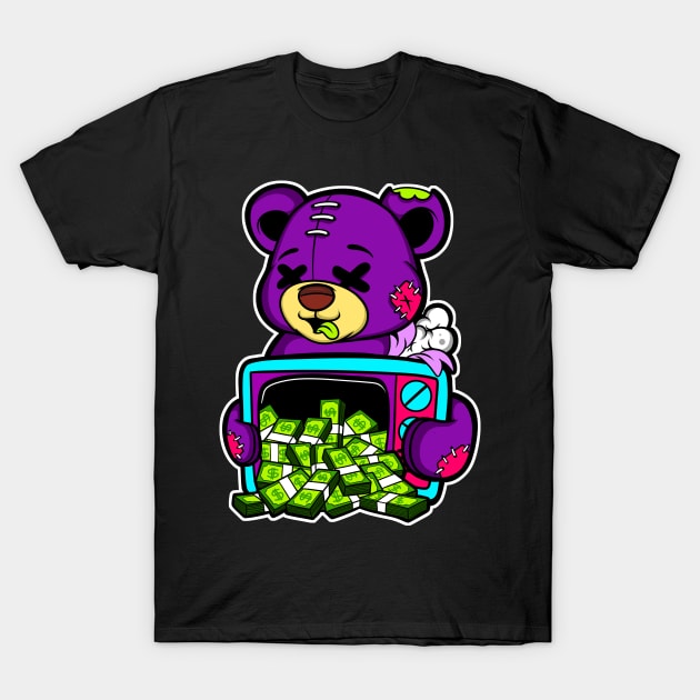 teddy bear and cash T-Shirt by Behold Design Supply